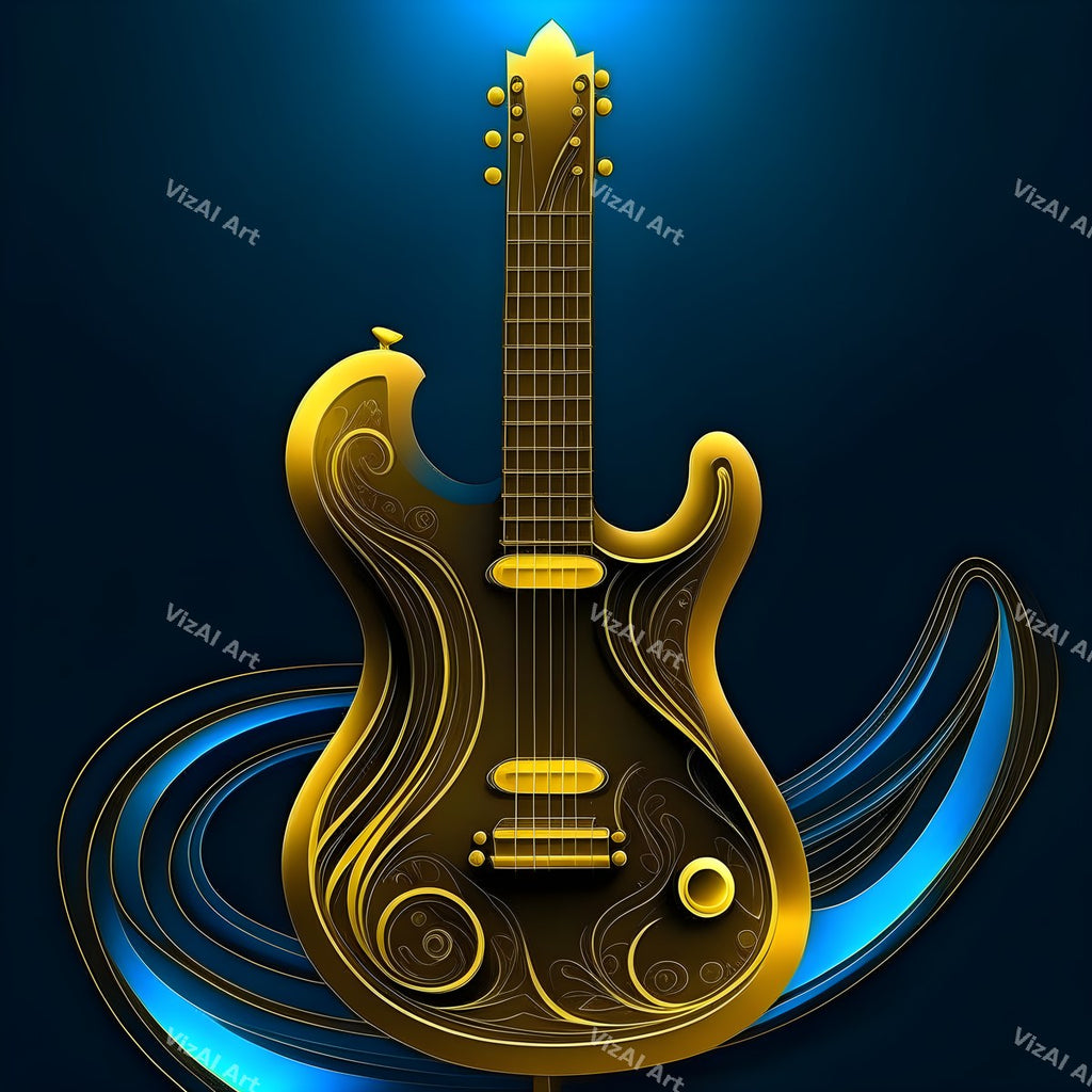 Shadow & Gold Guitar Art — print 7