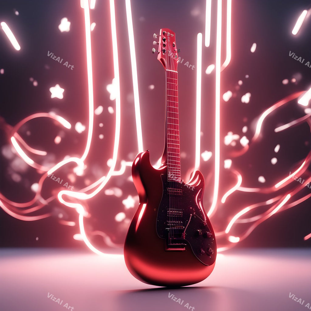 Neon Glow Electric Guitar Art — print 5