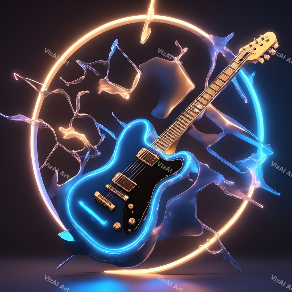 Neon Glow Electric Guitar Art — print 6