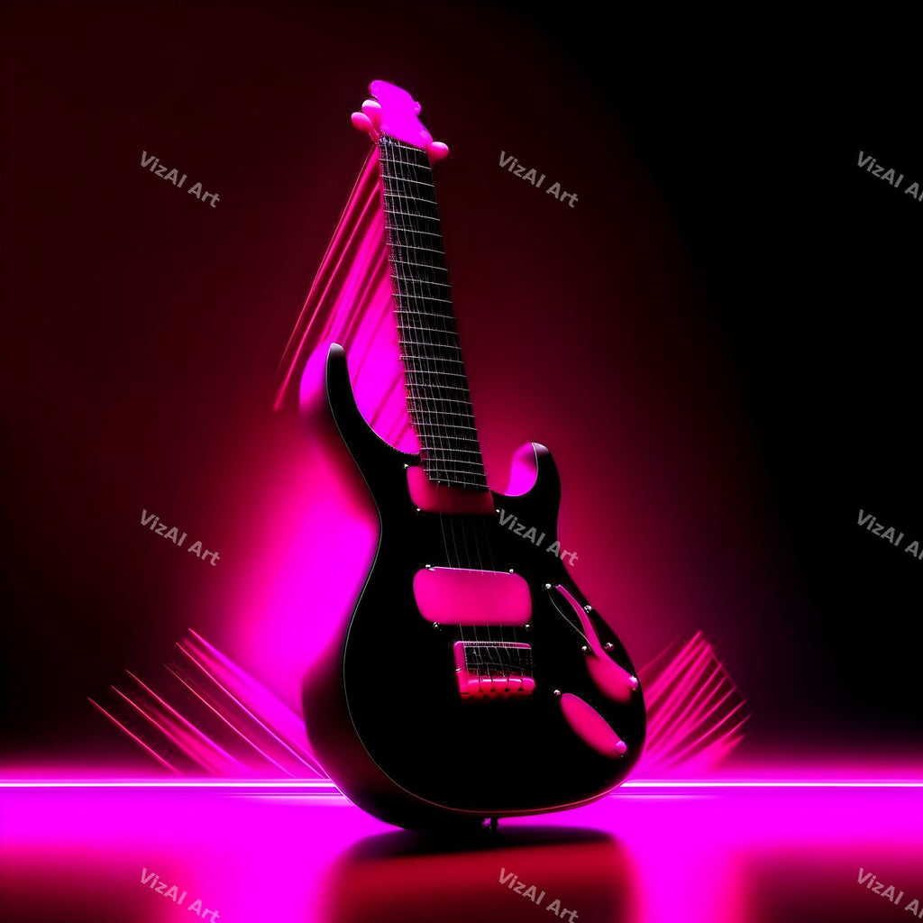 Neon Glow Electric Guitar Art — print 9
