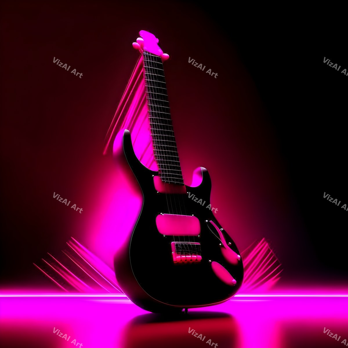 Neon Glow Electric Guitar Art — print 9