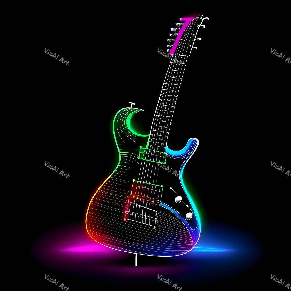 Neon Glow Electric Guitar Art — print 10