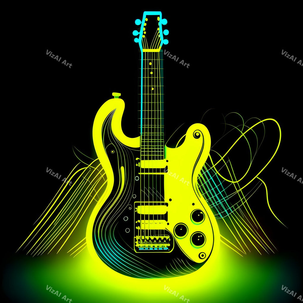 Neon Glow Electric Guitar Art — print 11
