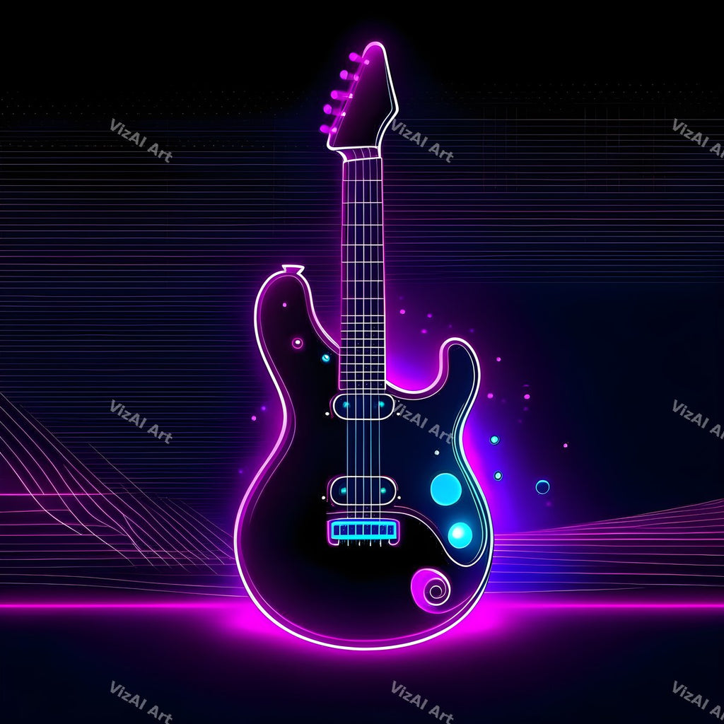 Neon Glow Electric Guitar Art — print 12