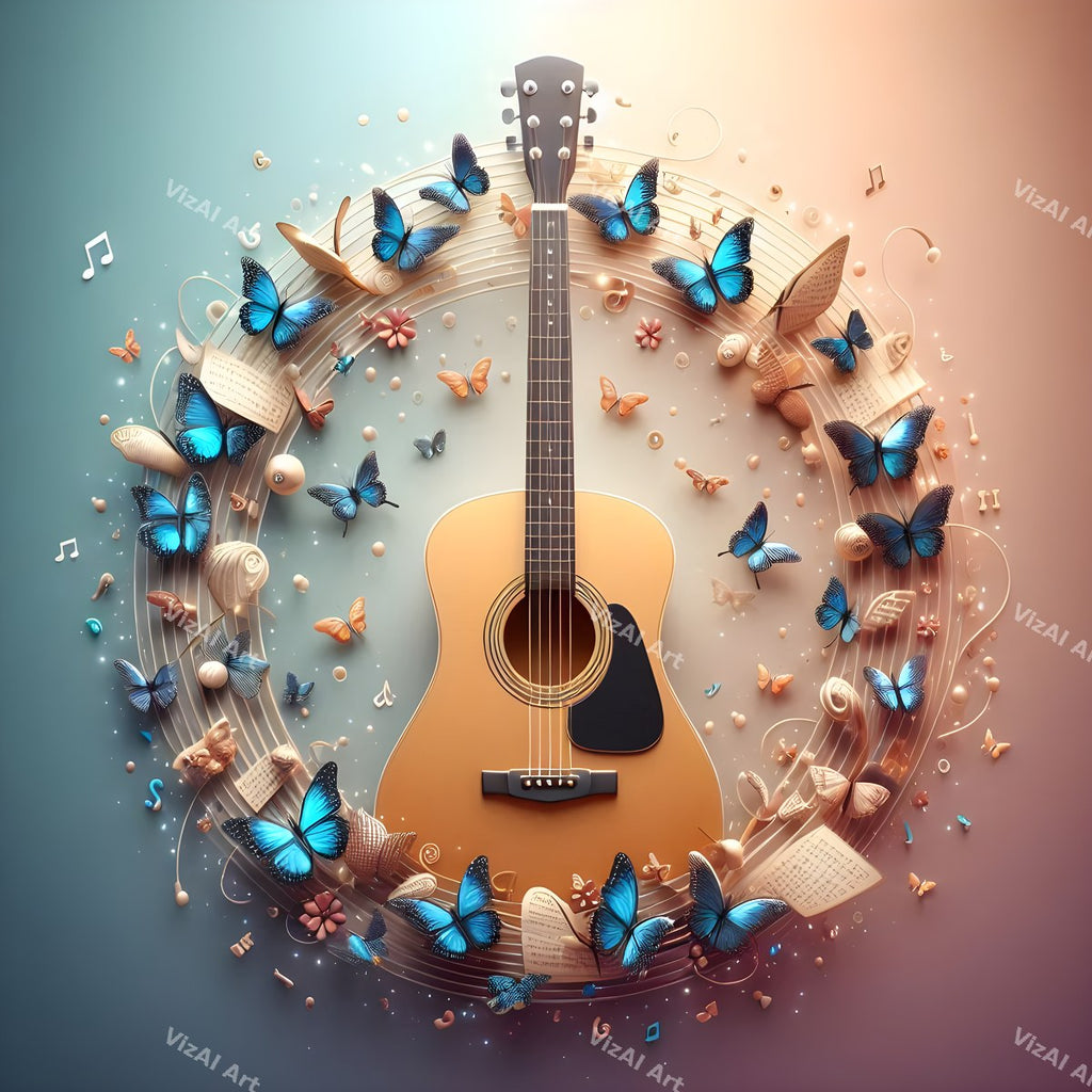 Butterflies & Swirls Acoustic Guitar Art — print 6