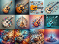 Butterflies & Swirls Acoustic Guitar Art — 12 Printable Prints