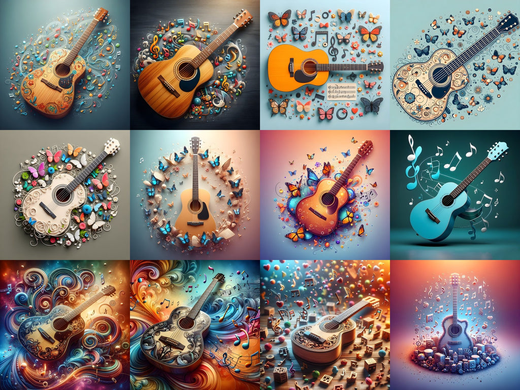 Butterflies & Swirls Acoustic Guitar Art — Choose Your Print