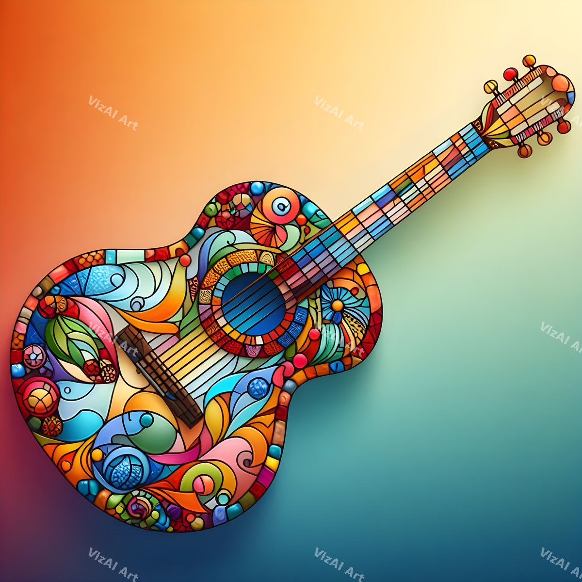 Jewel & Stained Glass Guitar Art — print 2