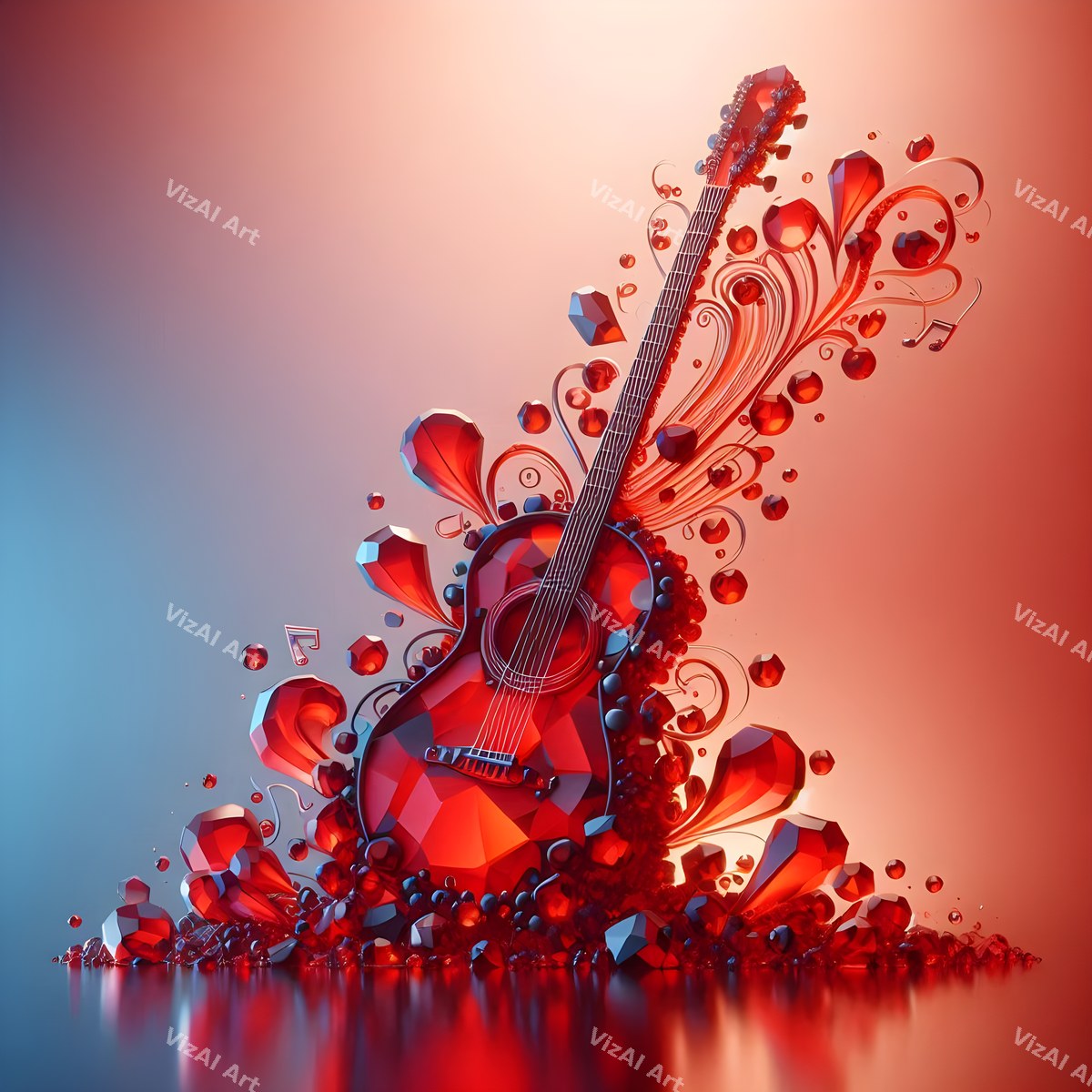 Jewel & Stained Glass Guitar Art — print 10