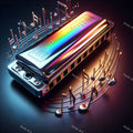 Harmonica & Music Notes Art — print 1