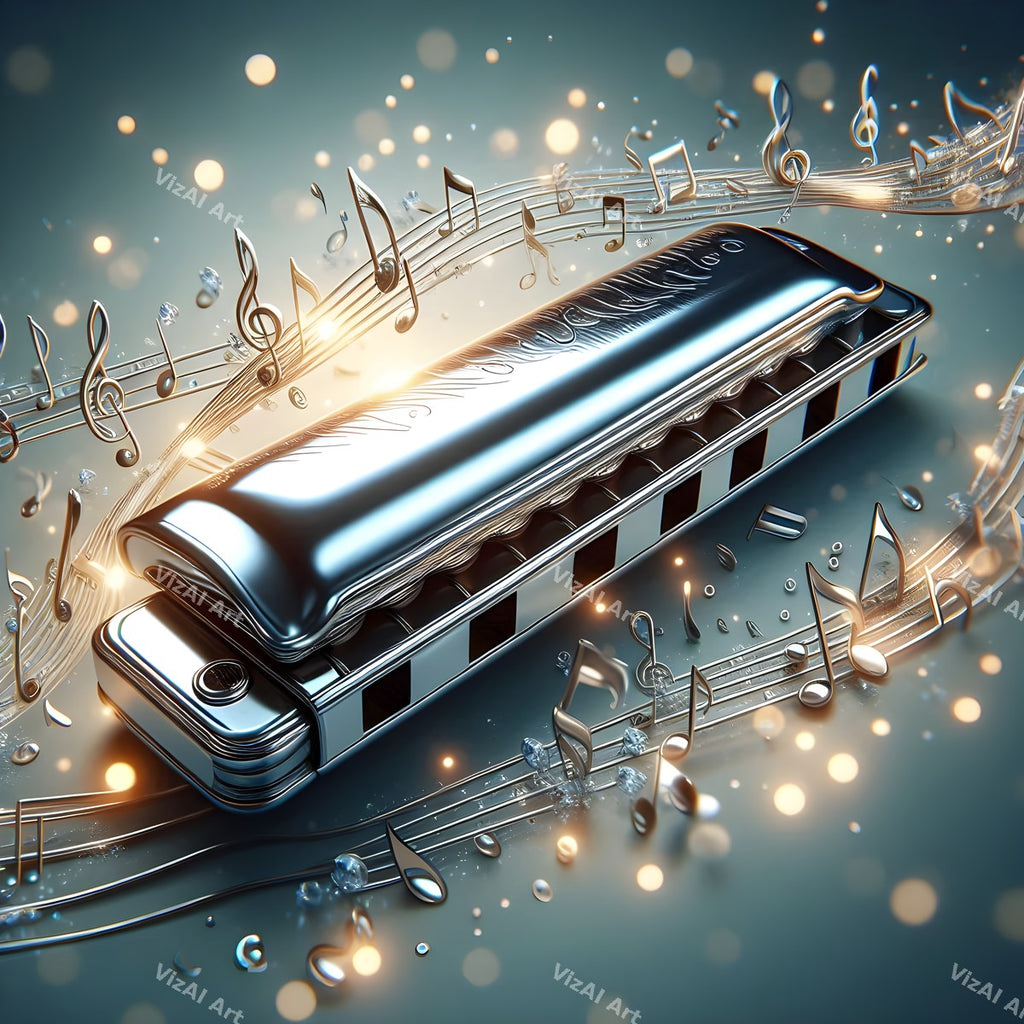 Harmonica & Music Notes Art — print 6
