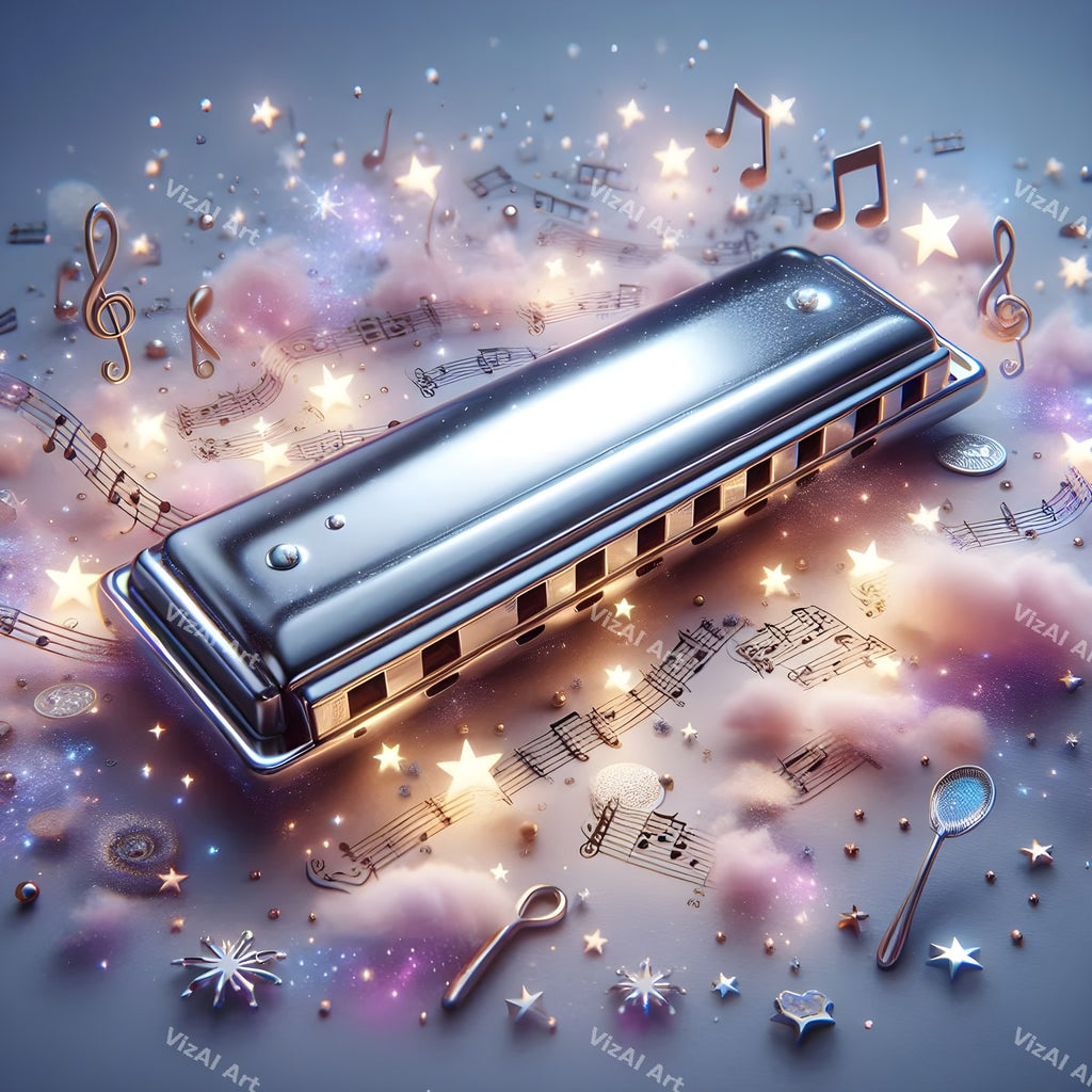 Harmonica & Music Notes Art — print 7