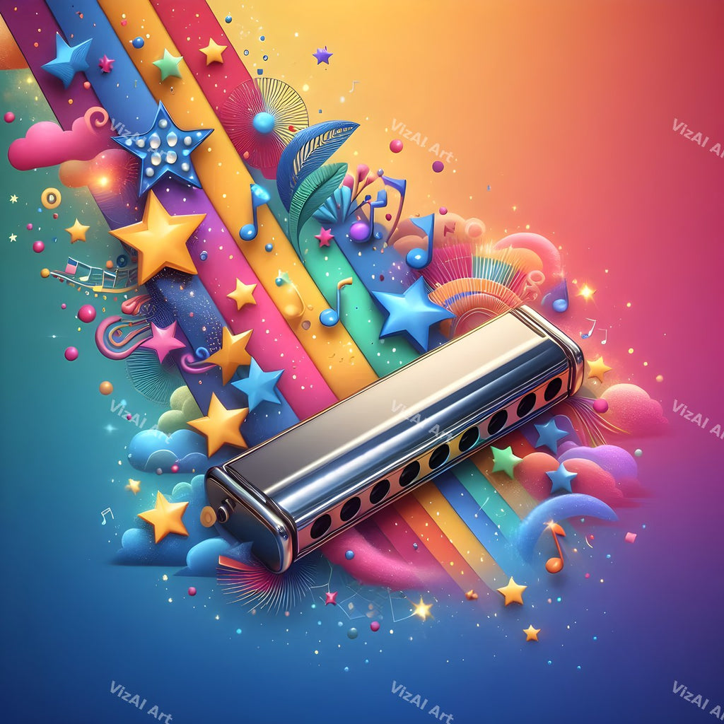 Rainbow Chrome Harmonica Art — print 1