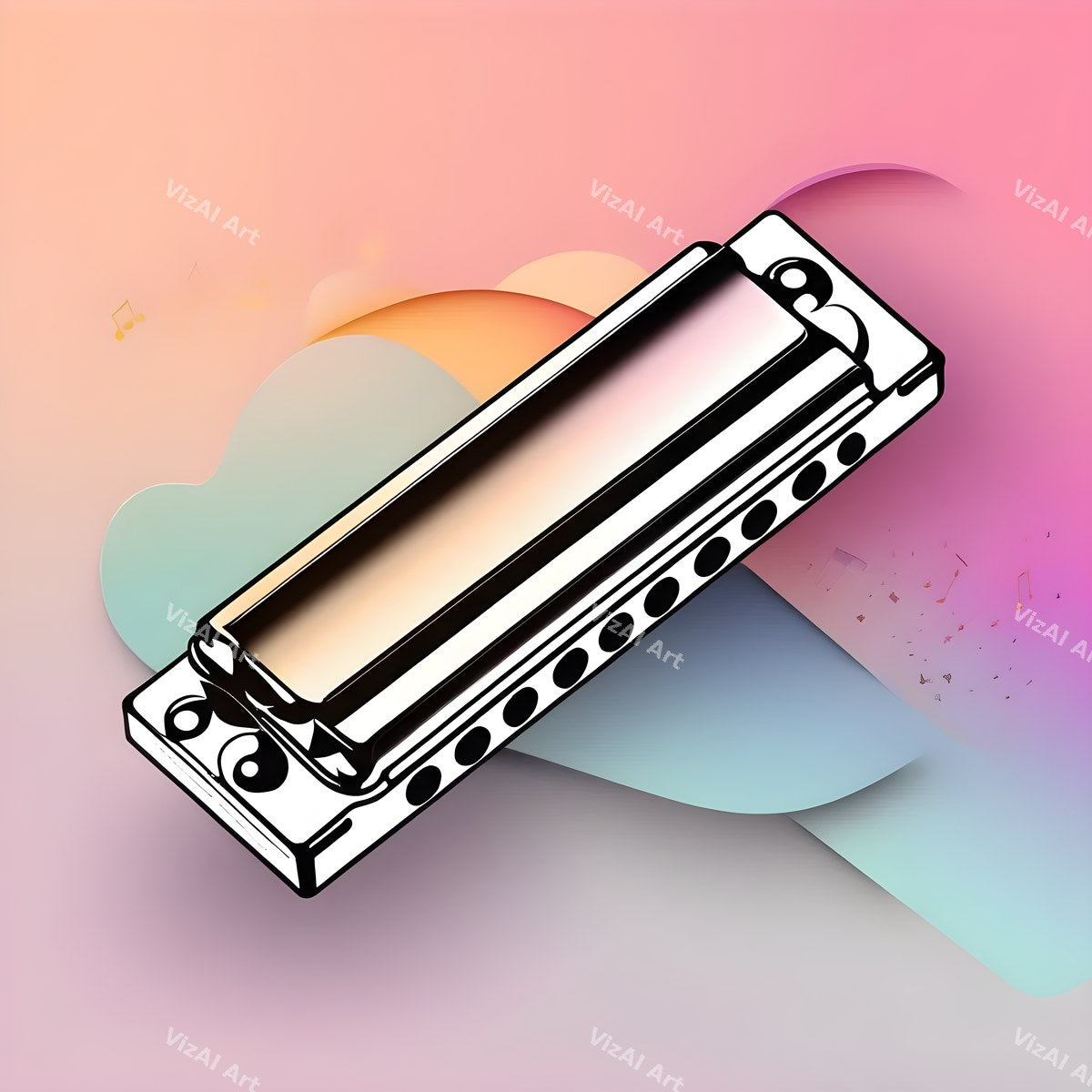Rainbow Chrome Harmonica Art — print 2