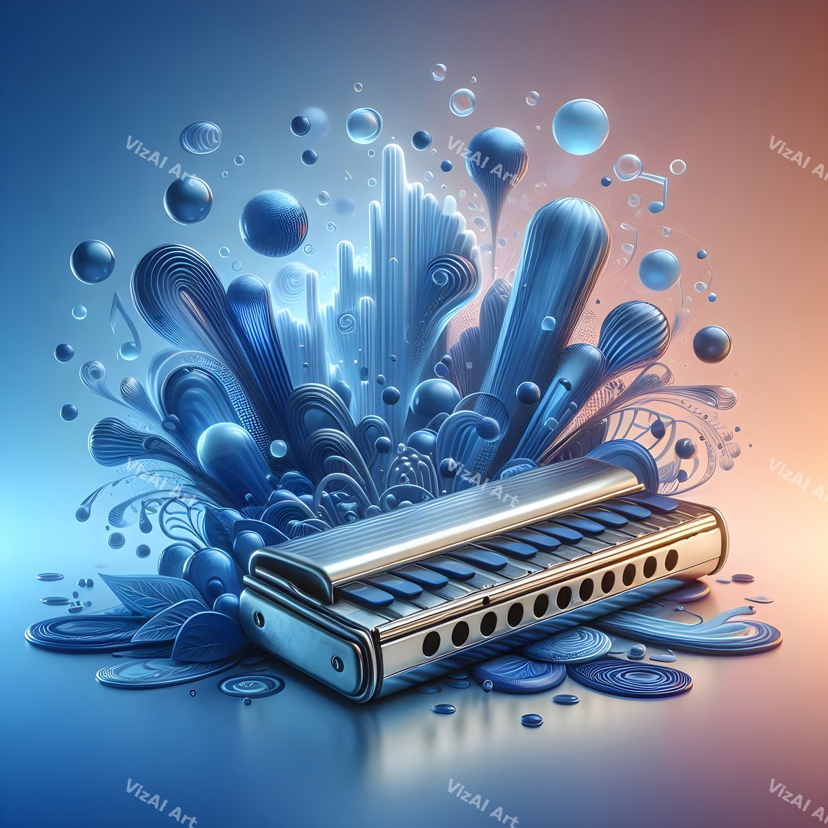 Rainbow Chrome Harmonica Art — print 7