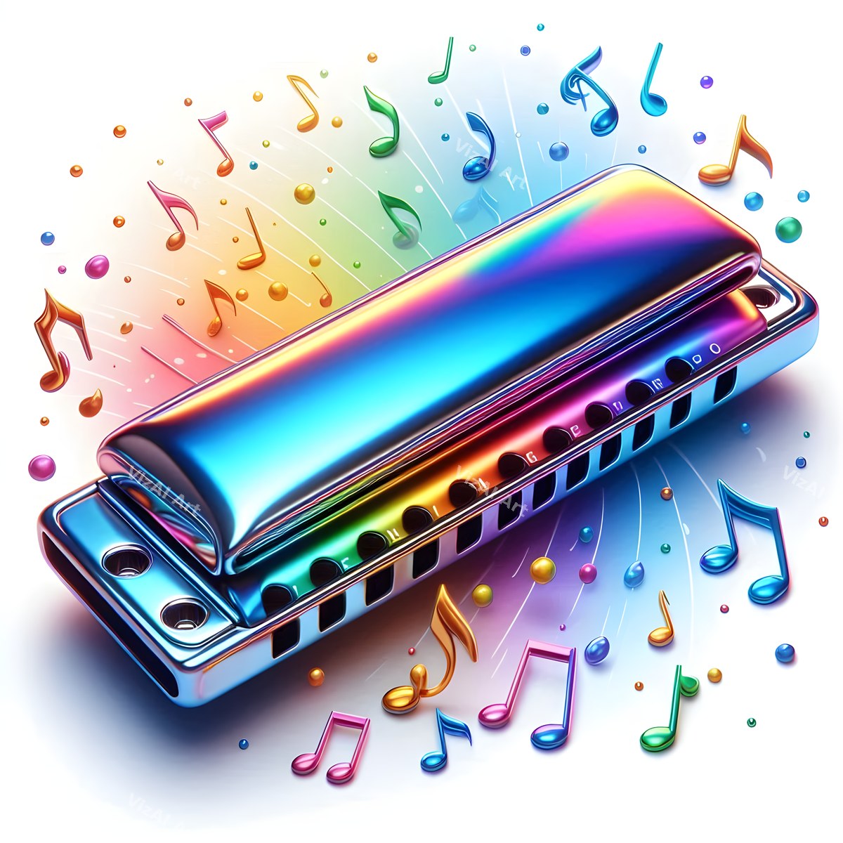 Rainbow Chrome Harmonica Art — print 9