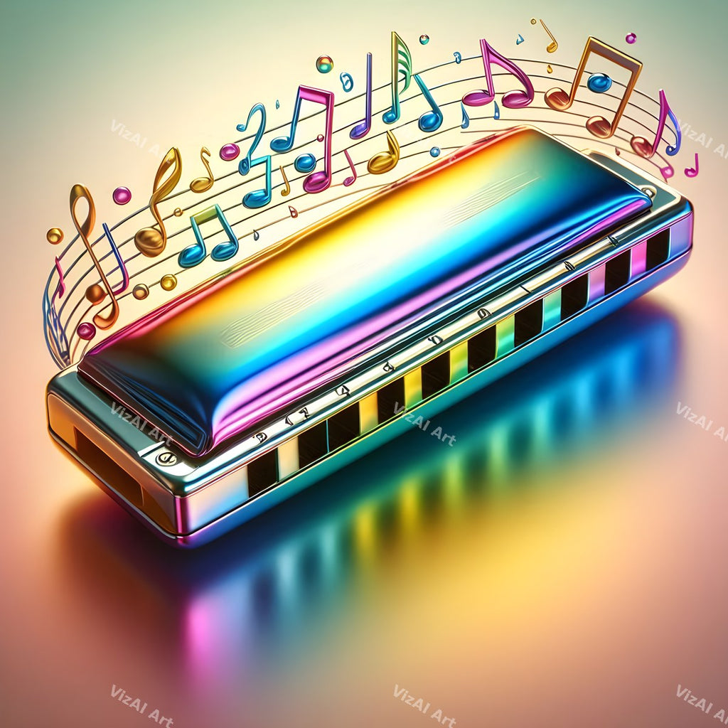 Rainbow Chrome Harmonica Art — print 10