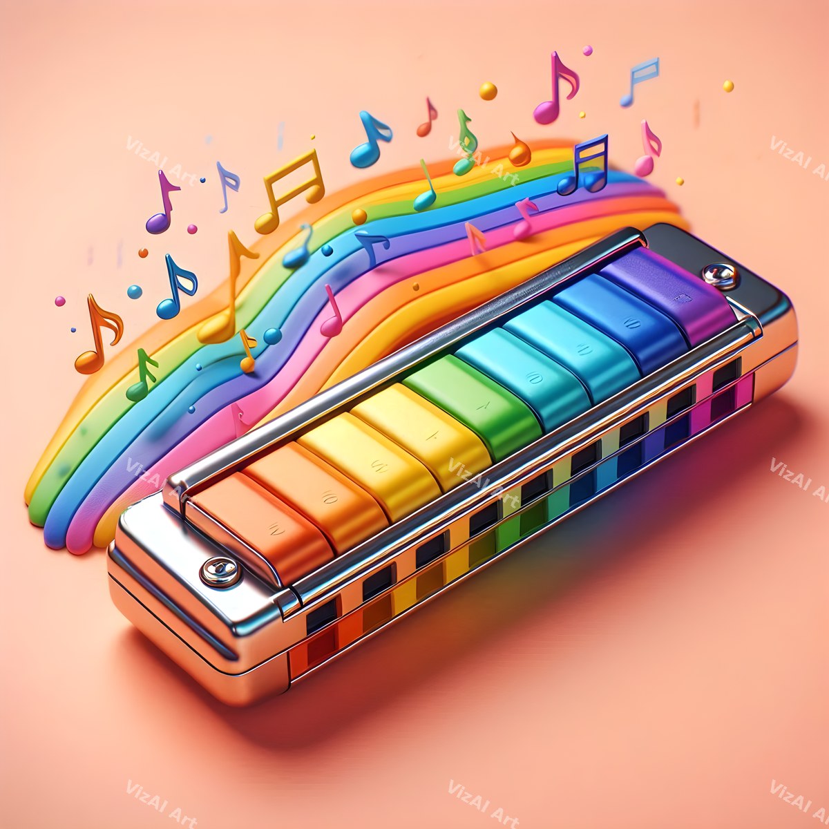 Rainbow Chrome Harmonica Art — print 12