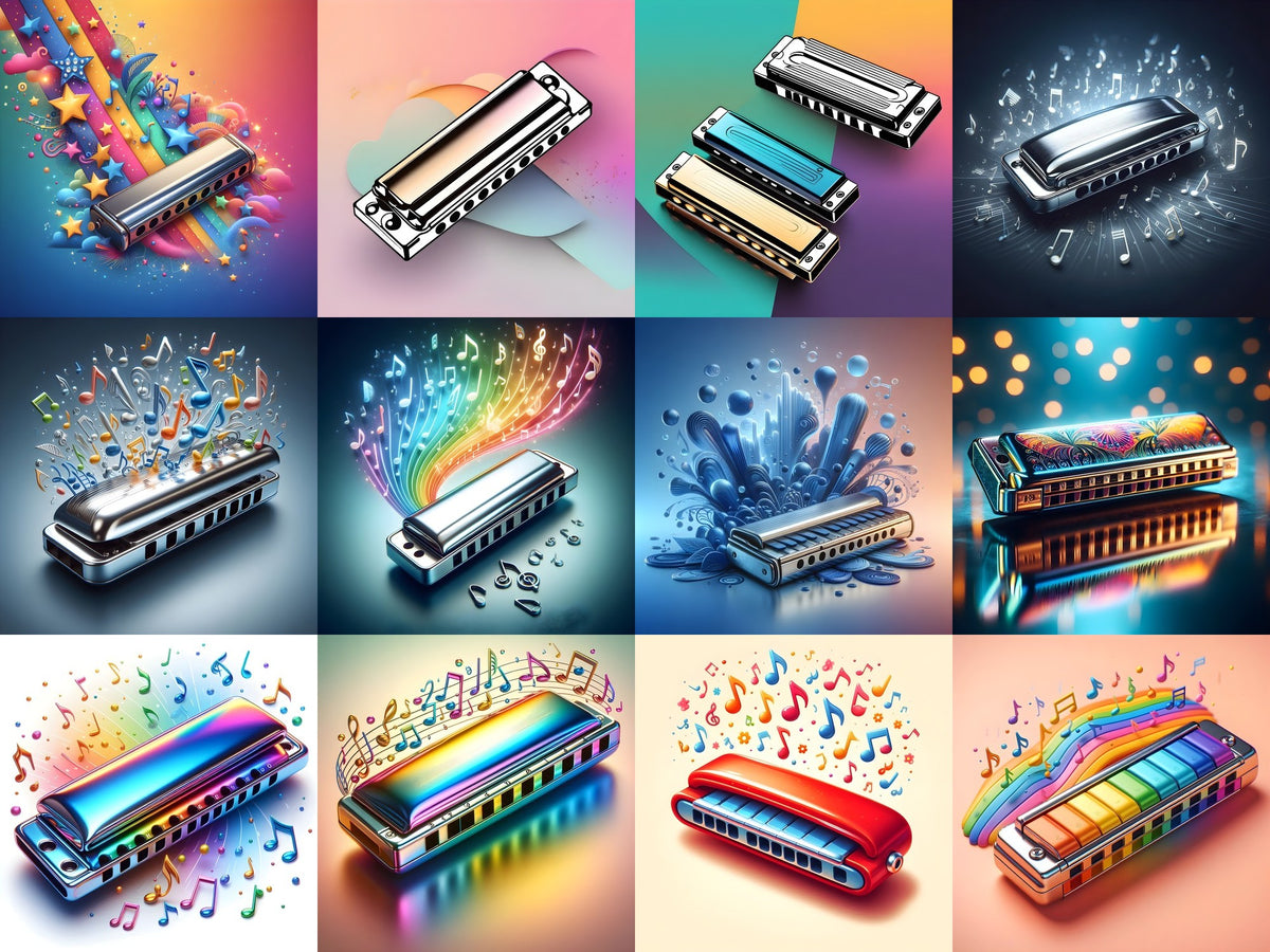 Rainbow Chrome Harmonica Art — Choose Your Print