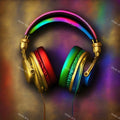 Vintage & Floral Headphones Art — print 1