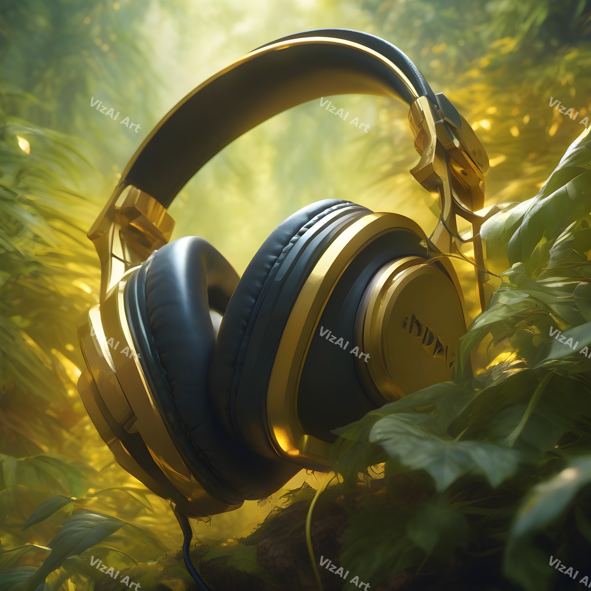 Vintage & Floral Headphones Art — print 2