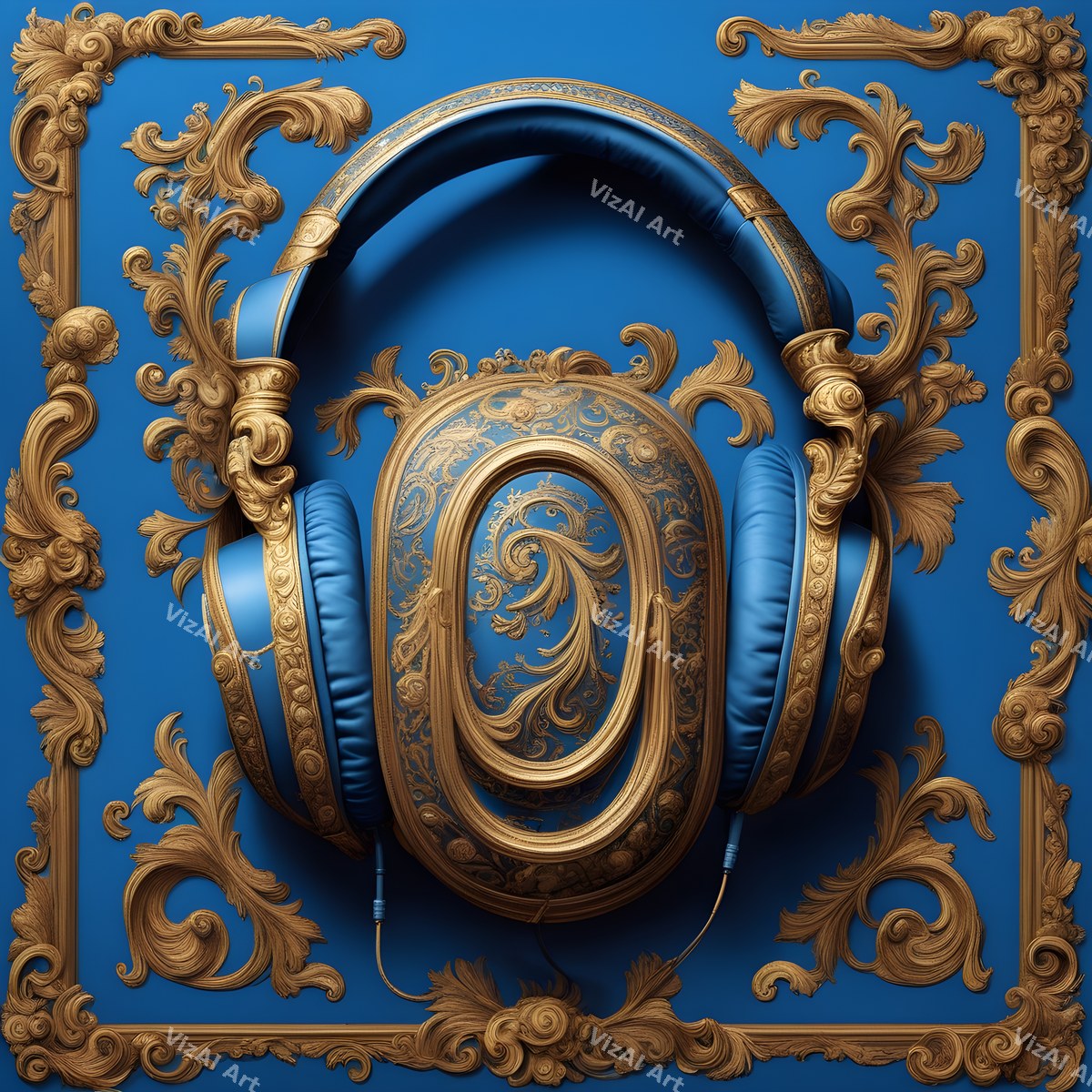 Vintage & Floral Headphones Art — print 6