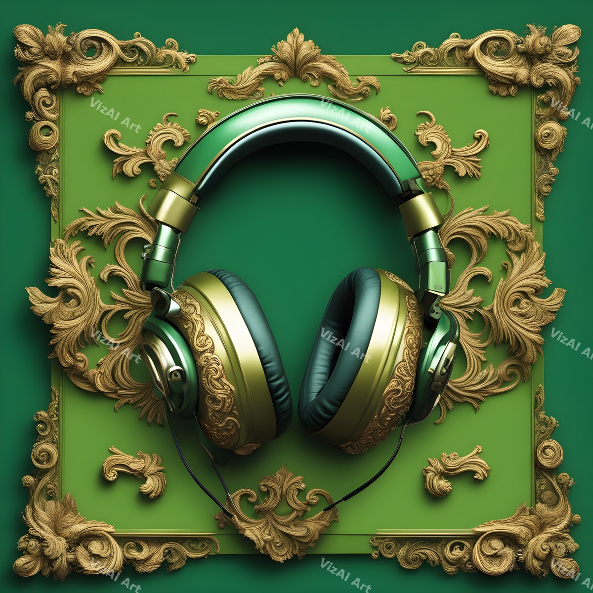 Vintage & Floral Headphones Art — print 7