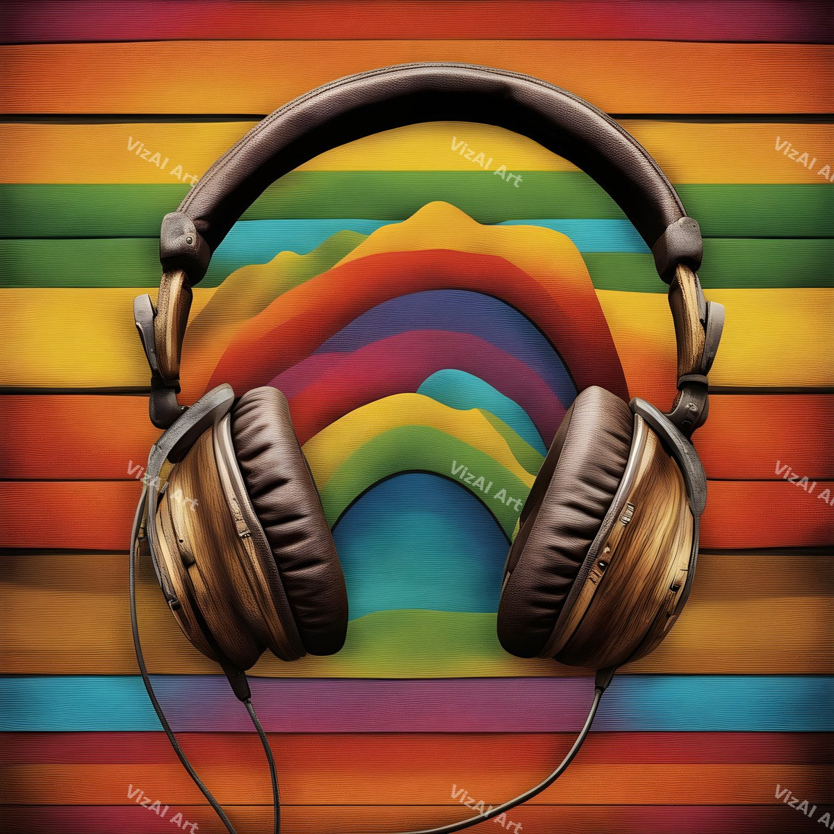 Vintage & Floral Headphones Art — print 9