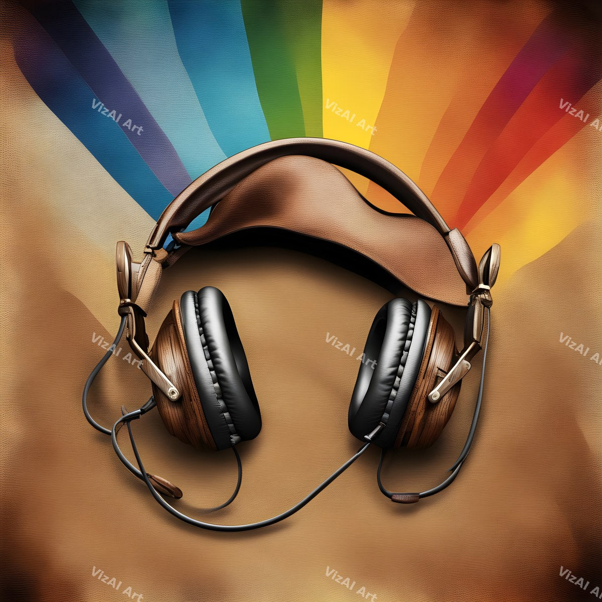 Vintage & Floral Headphones Art — print 10
