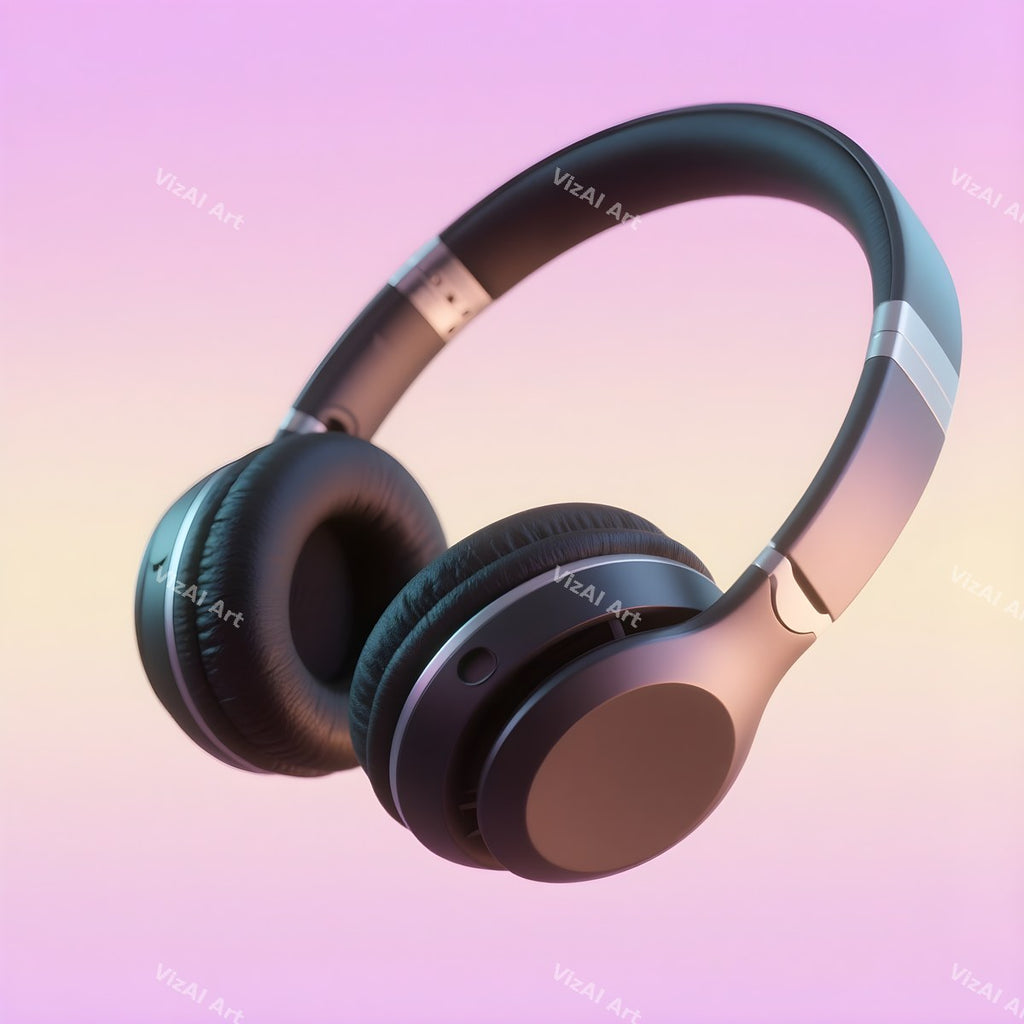 Neon & Music Notes Headphones Art — print 5