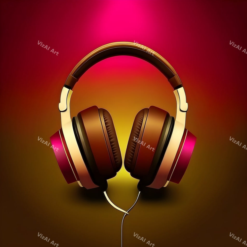 Metallic Glow Headphones Art — print 1