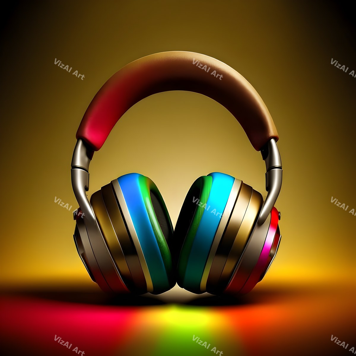 Metallic Glow Headphones Art — print 2