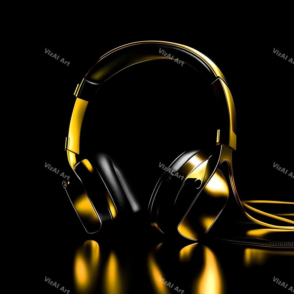 Metallic Glow Headphones Art — print 3