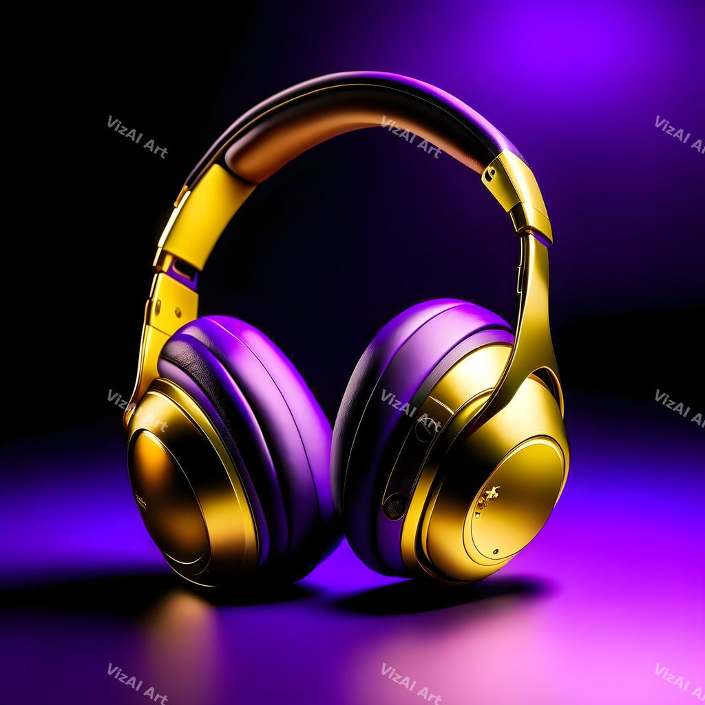 Metallic Glow Headphones Art — print 5