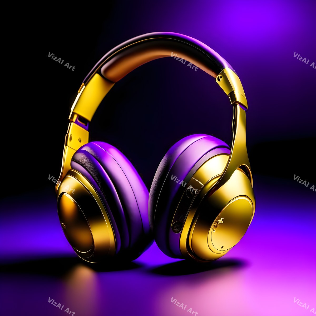 Metallic Glow Headphones Art — print 5
