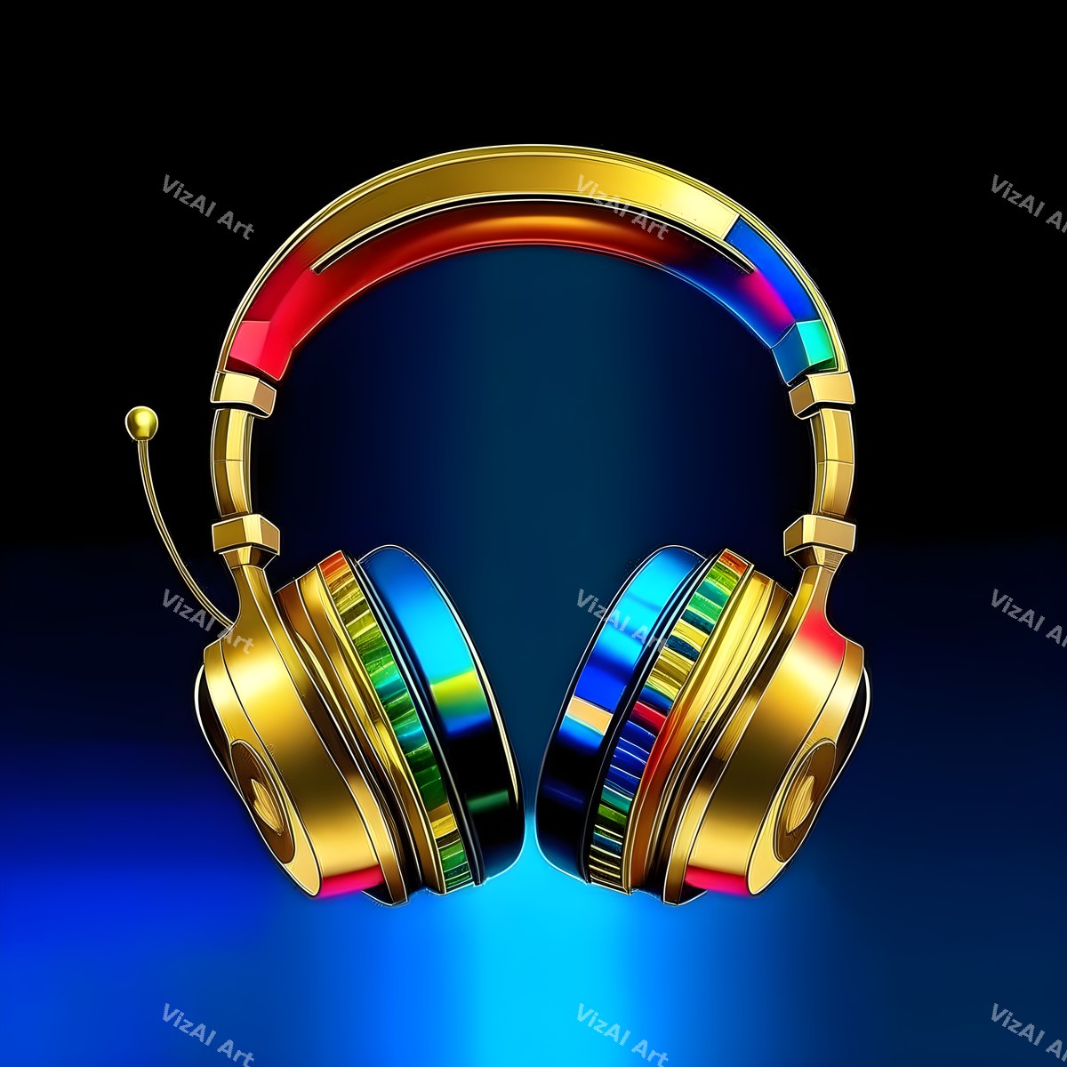 Metallic Glow Headphones Art — print 6