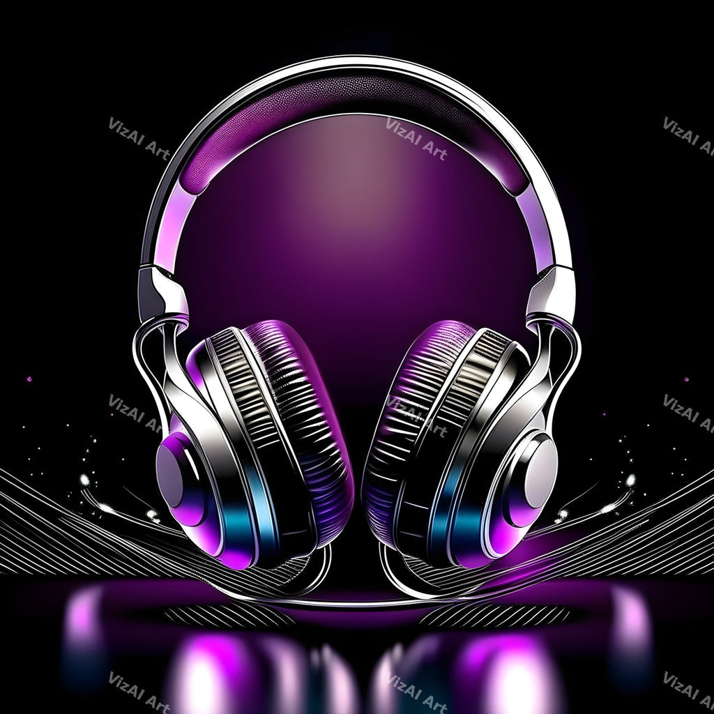 Metallic Glow Headphones Art — print 7