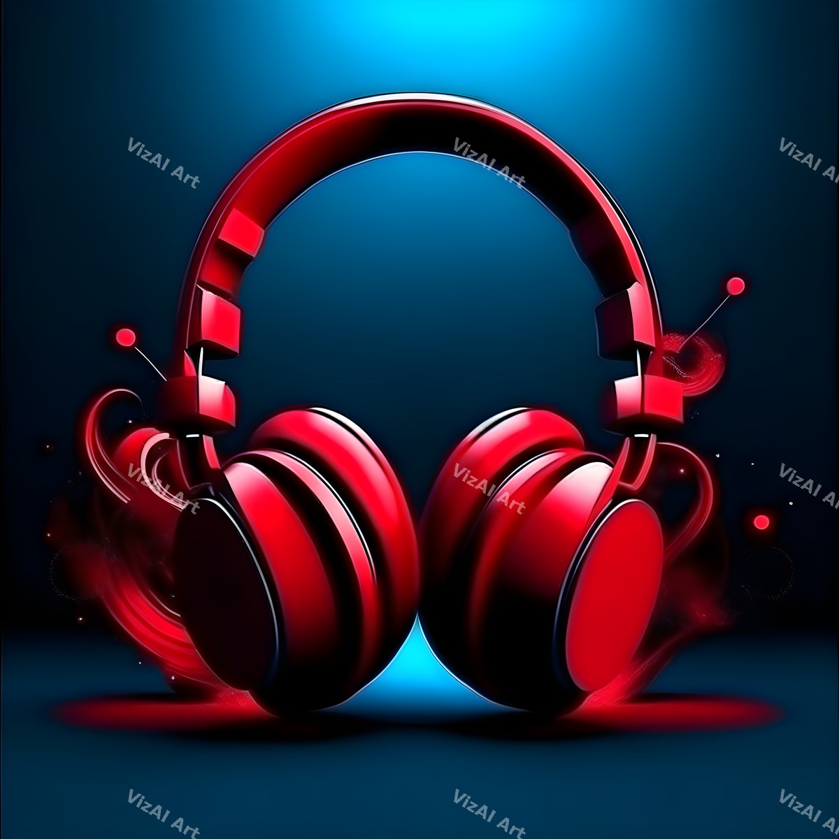 Metallic Glow Headphones Art — print 8