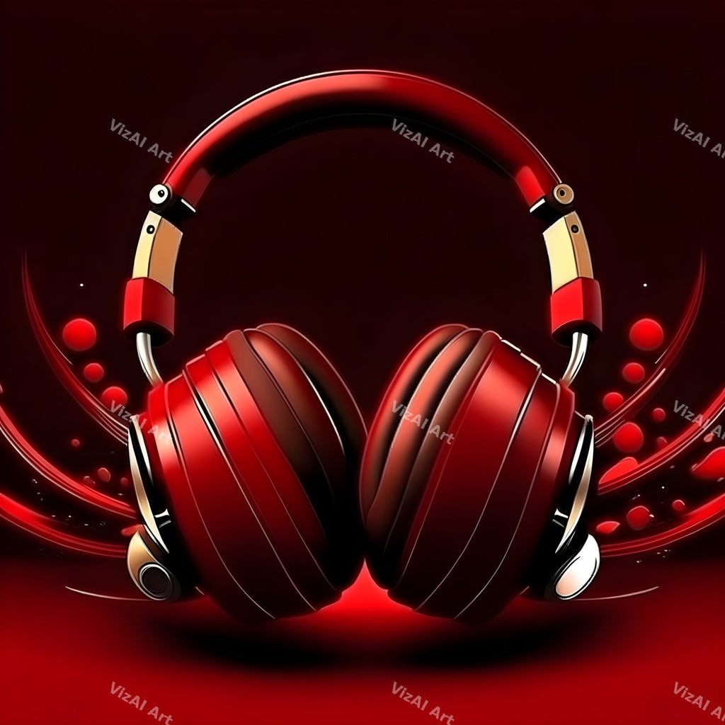 Metallic Glow Headphones Art — print 9