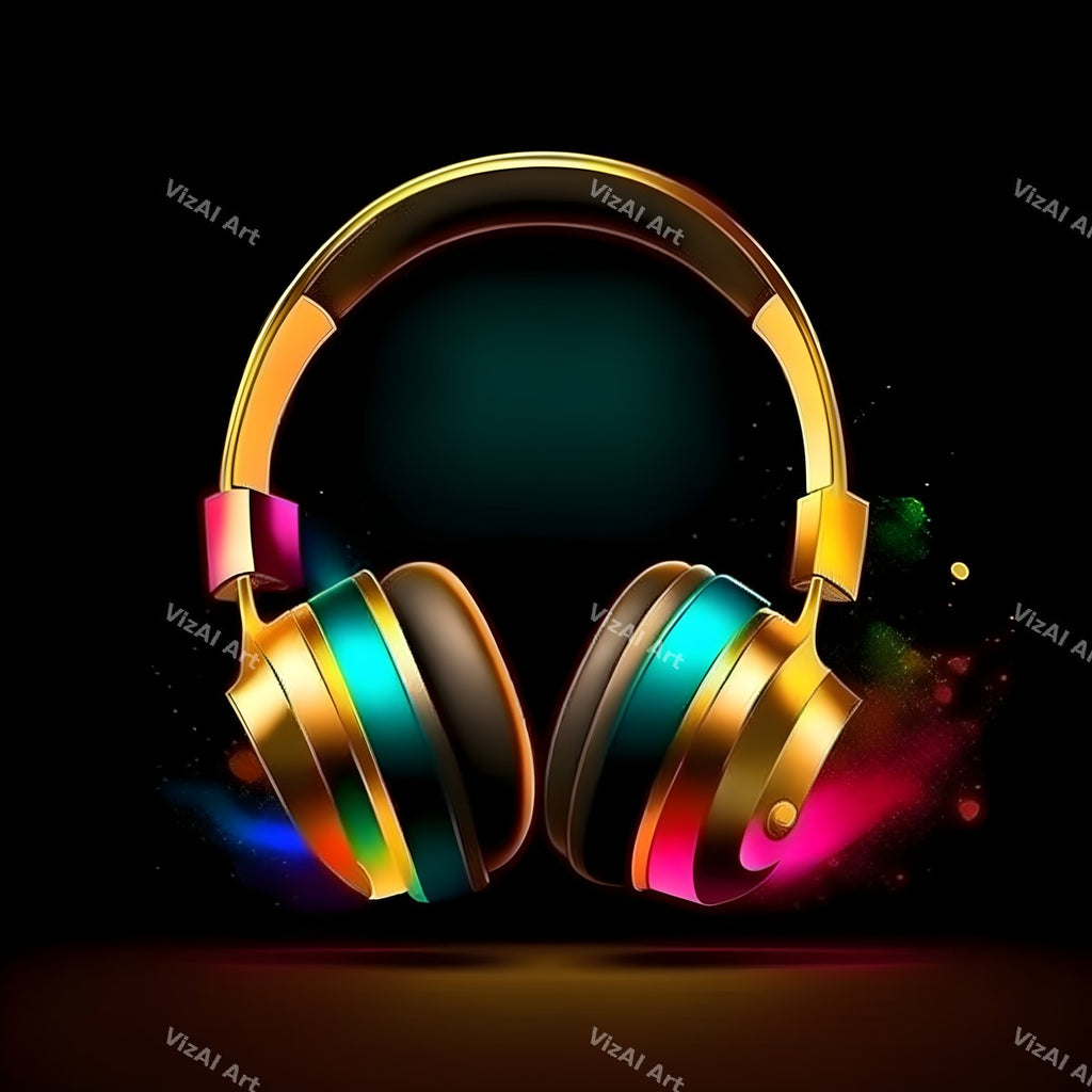 Metallic Glow Headphones Art — print 10