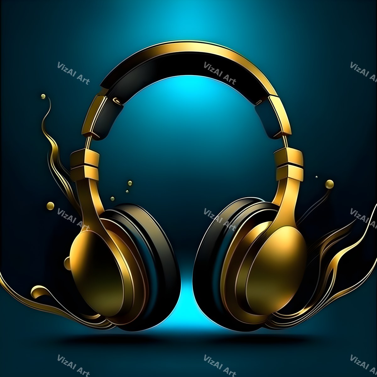 Metallic Glow Headphones Art — print 11