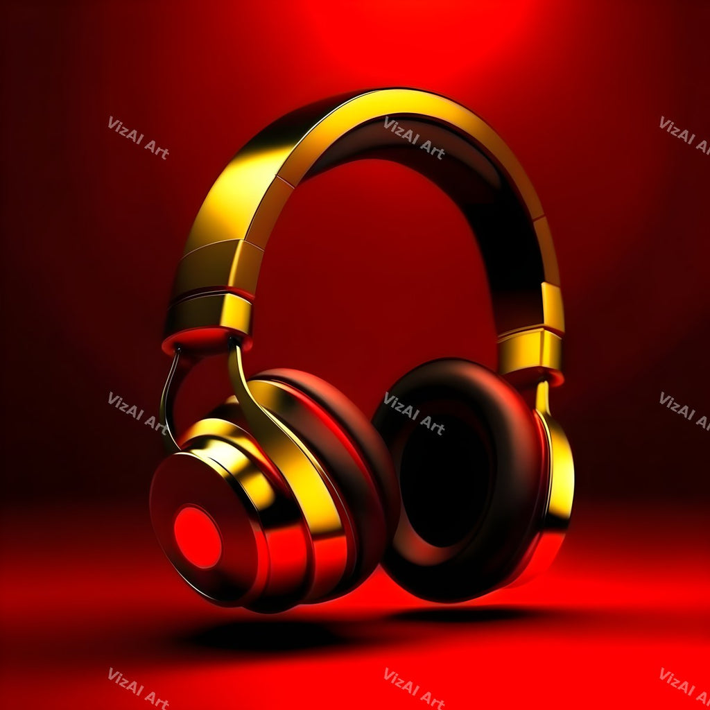 Metallic Glow Headphones Art — print 12