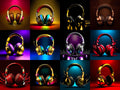 Metallic Glow Headphones Art — 12 Printable Prints
