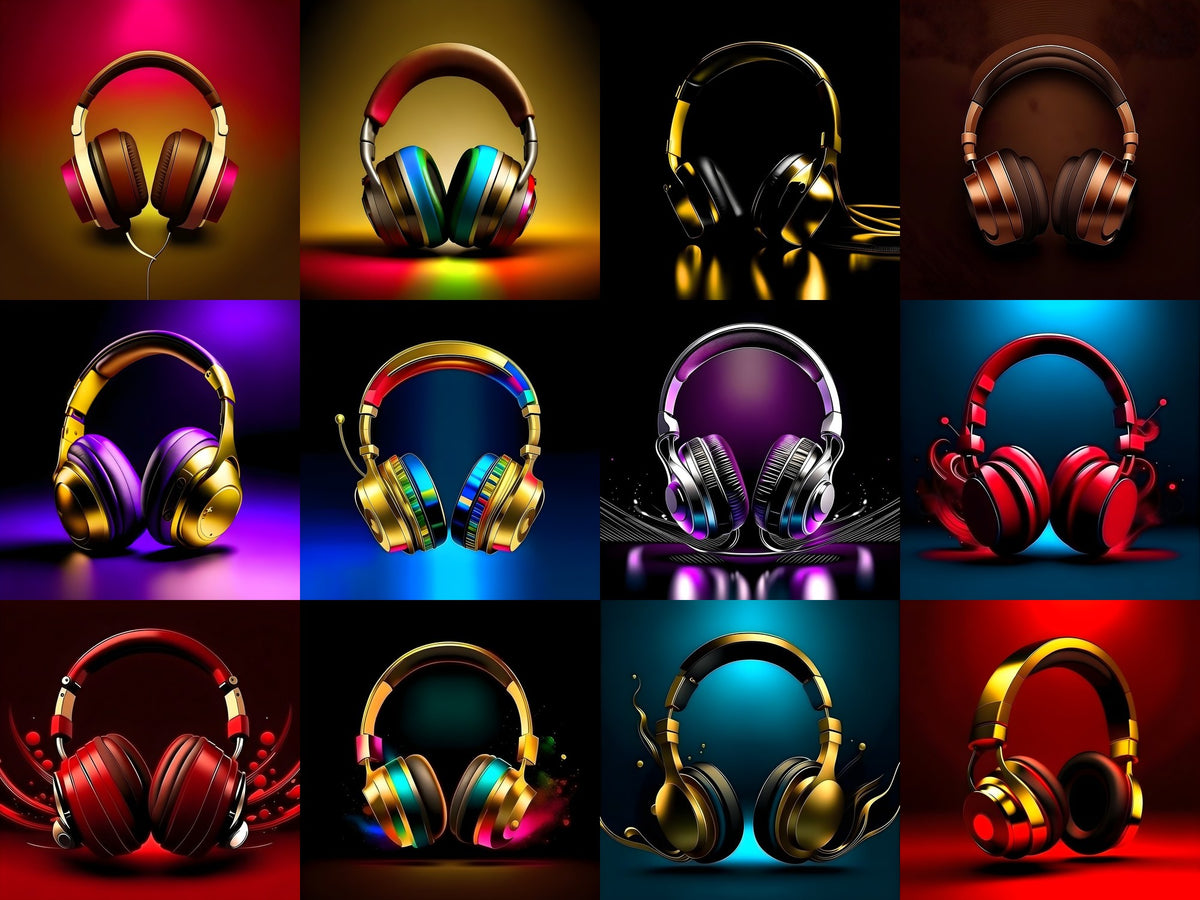 Metallic Glow Headphones Art — Choose Your Print