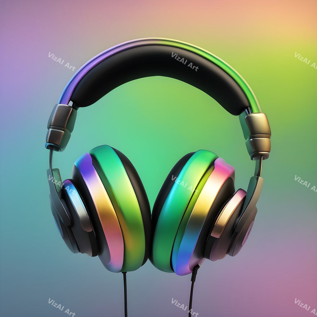 Iridescent Headphones Art — print 2