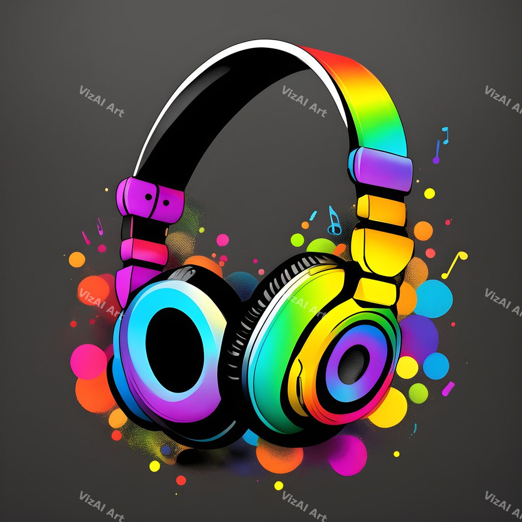 Rainbow Splash Headphones Art — print 1