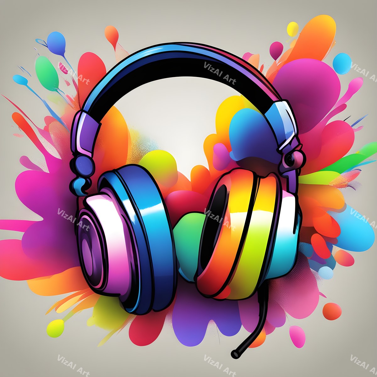 Rainbow Splash Headphones Art — print 3