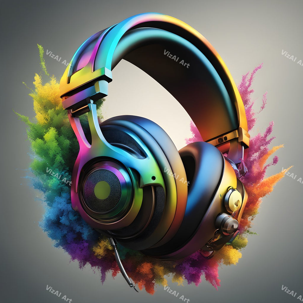 Rainbow Splash Headphones Art — print 4