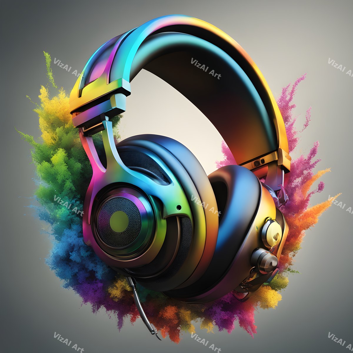 Rainbow Splash Headphones Art — print 4