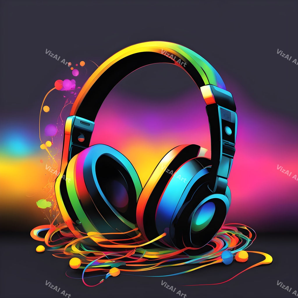 Rainbow Splash Headphones Art — print 5